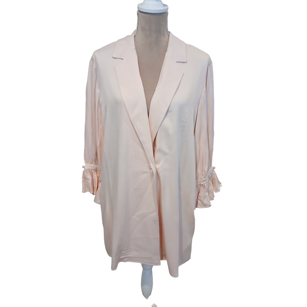 Midnight Velvet Womens Peach Pink Pearl Button Blazer Jacket Medium Coachella
